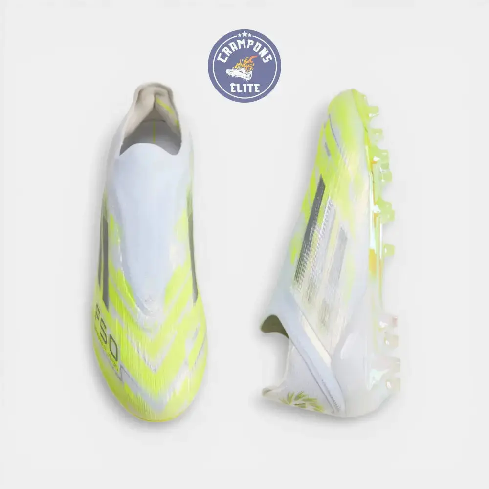 F50 Sparkfusion Low Cut Laceless FG - Blanc/Jaune Fluo - Image 3