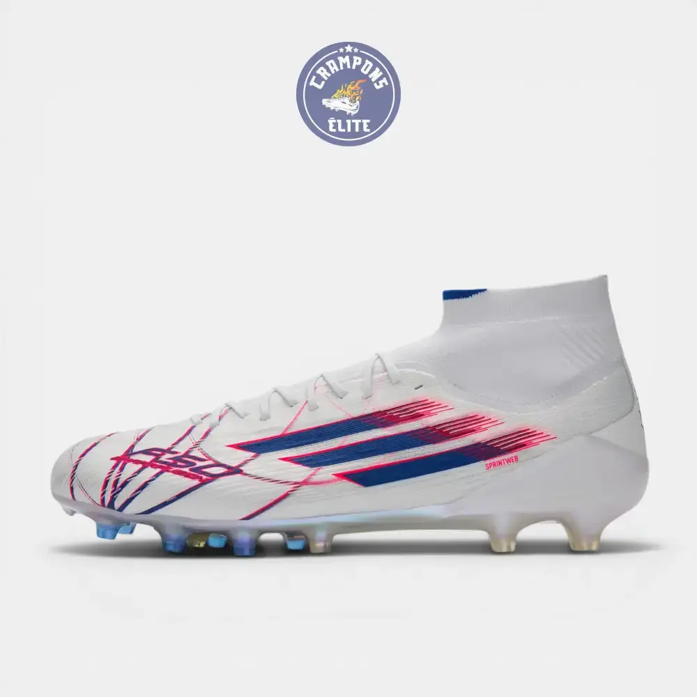 F50 Sparkfusion Mid Cut Lacets FG – Blanc/Bleu/Rouge - Image 4