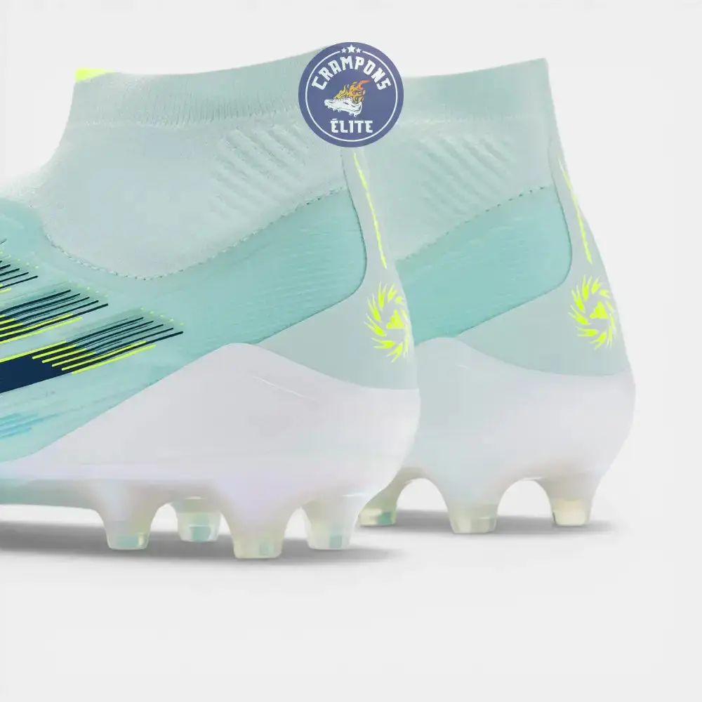F50 Sparkfusion Mid Cut Lacets FG – Turquoise/Bleu Marine/Blanc - Image 6